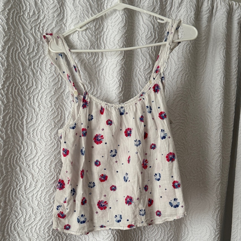 GAP White Floral Tank Top